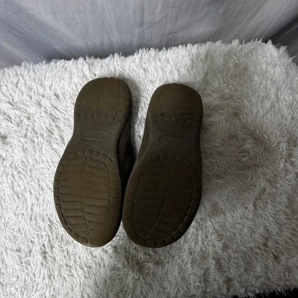 Crocs Womens Flip Flops Thong Sandals Brown Blue Comfort Casual‎ Shoes - Picture 2 of 4